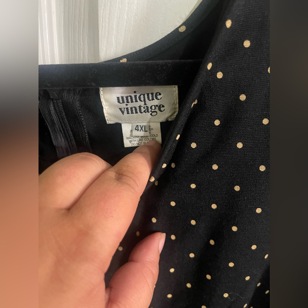 Unique vintage - 4X - 3/4 sleeve polka dot wiggle dress - Picture 3 of 6